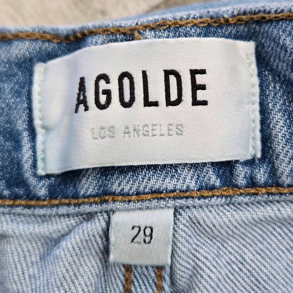 Agolde Riley High Rise Straight Crop Distressed Knee Jeans 29 - Picture 5 of 8